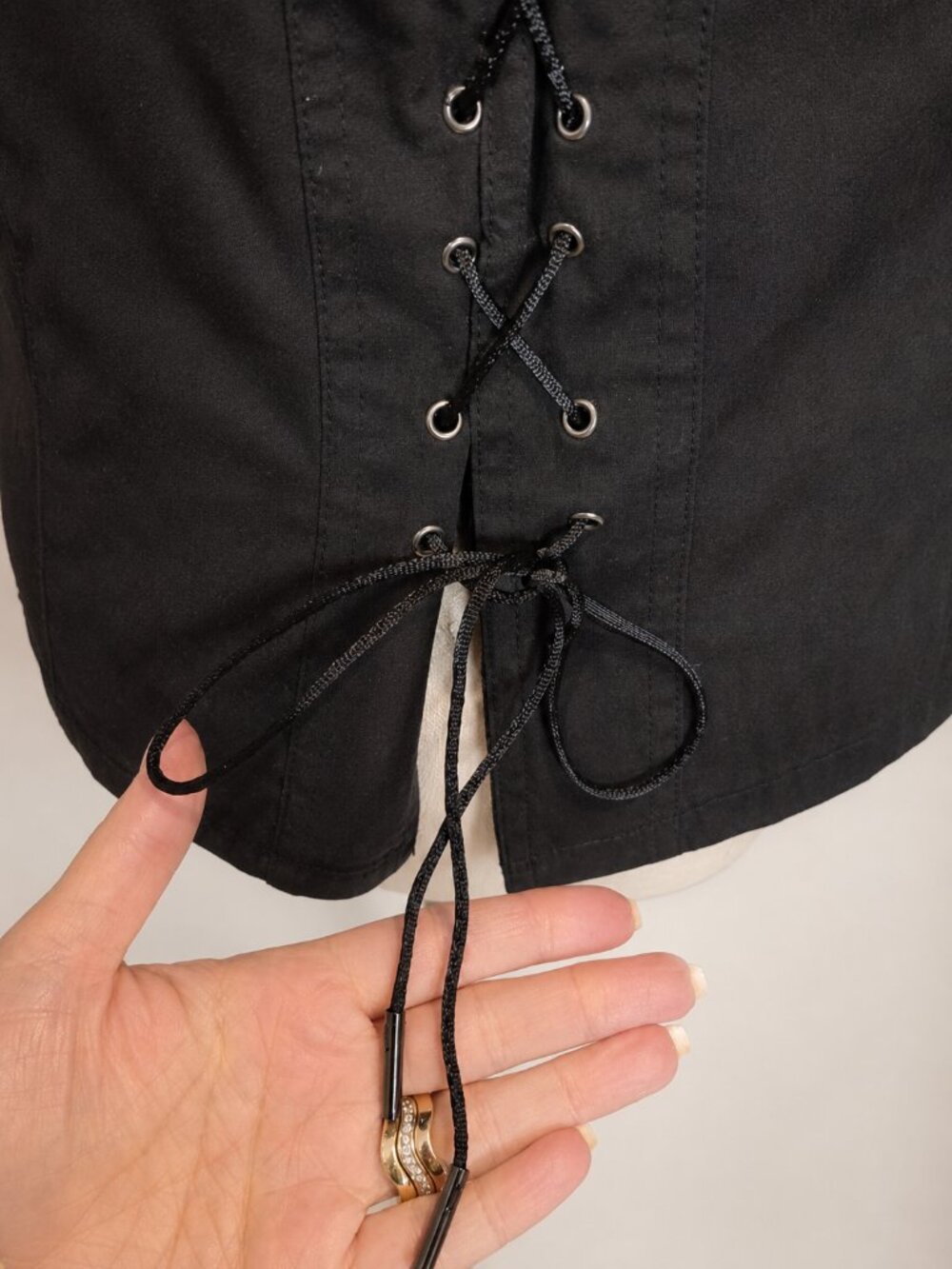 Gucci Black Button Front Lace-Up Back Blouse Shirt Size L - Picture 8 of 13